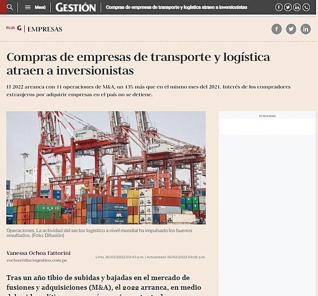 Compras de empresas de transporte y logstica atraen a inversionistas